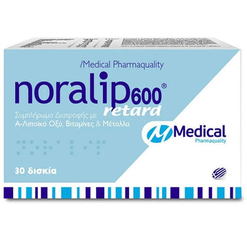 Noralip 600 Retard Συμπλήρωμα Διατροφής με Α-Λιποϊκό Οξύ, Βιταμίνες και Μέταλλα 30 δισκία